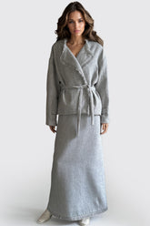 Jacke mit verstellbarem Gürtel - Grau